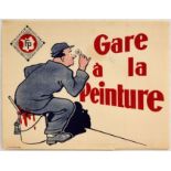 Original Advertising Poster Fresh Paint Gare a la Peinture