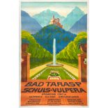 Original Travel Poster Bad Tarasp Schuls Vulpera Switzerland