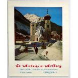 Original Travel Poster Austria St Anton am Arlberg Alps Skiing