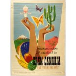 Original Travel Poster Beautiful Gran Canaria Canary Islands Spain