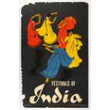 Original Travel Poster Festivals of India Bombay