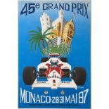 Original Sport Poster Monte Carlo Formula One Grand Prix 1987 Monaco