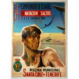 Original Sport Poster Spain Diving Championship Santa Cruz De Tenerife