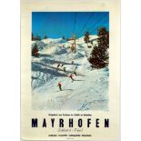 Original Travel Poster Mayrhofen Skiing Austria