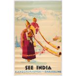 Original Travel Poster See India Kangchenjunga Darjeeling