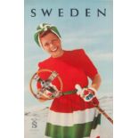 Original Sport Poster Sweden Ski Lady Skier