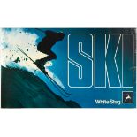 Original Sport Poster Ski White Stag Skier