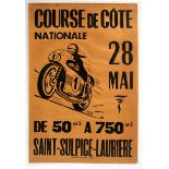 Original Sport Poster Motorcycle Hill climbing Race Saint Sulpice Lauriere France