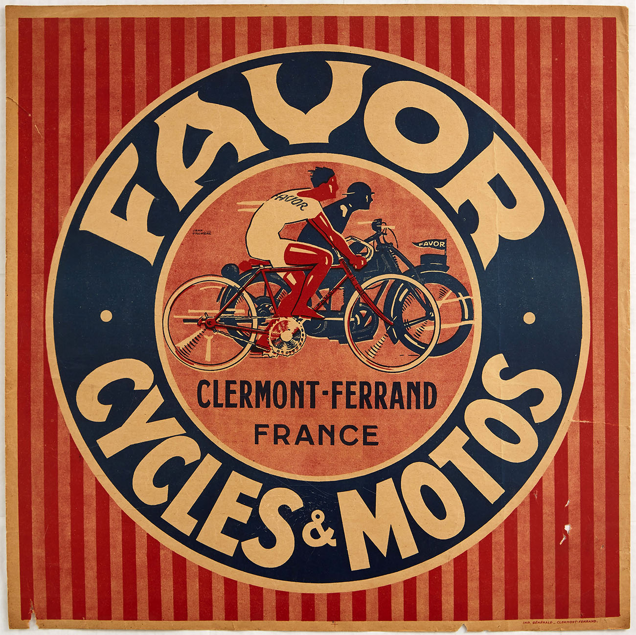 Original Advertising Poster Favor Cycles Motos Art Deco