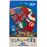 Original Travel Poster Air France Airline Vacances Bezombes