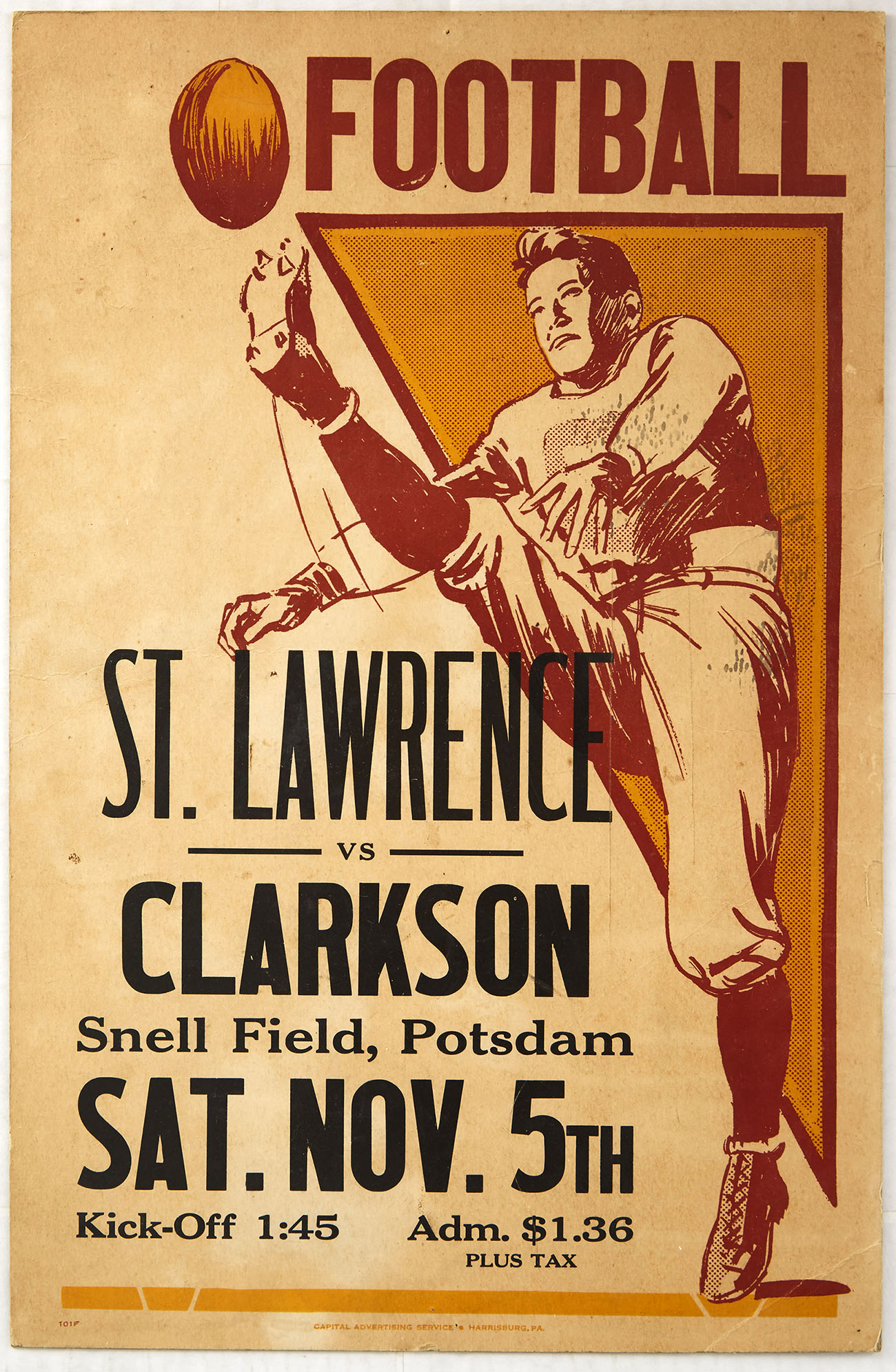 Original Sport Poster College Football St Lawrence Clarkson USA