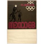 Original Sport Poster Mexico 1968 Olympics Basketball Lance Wyman