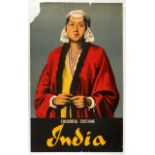 Original Travel Poster Colourful Costume India Bombay