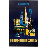 Original Travel Poster Belgium Illuminated Country Conrad