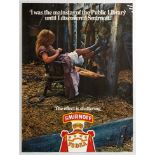 Original Advertising Poster Smirnoff Vodka Public Library Lady Sat in Barn