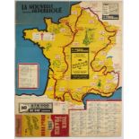 Original Sport Poster Tour de France Map Cycling 1961