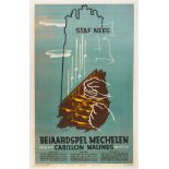 Original Advertising Poster Carillon Recitals Music Malines