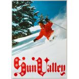 Original Sport Poster Sun Valley Idaho USA Ski Mountains Skier