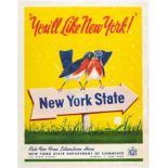 Original Travel Poster New York State American Robin Birds