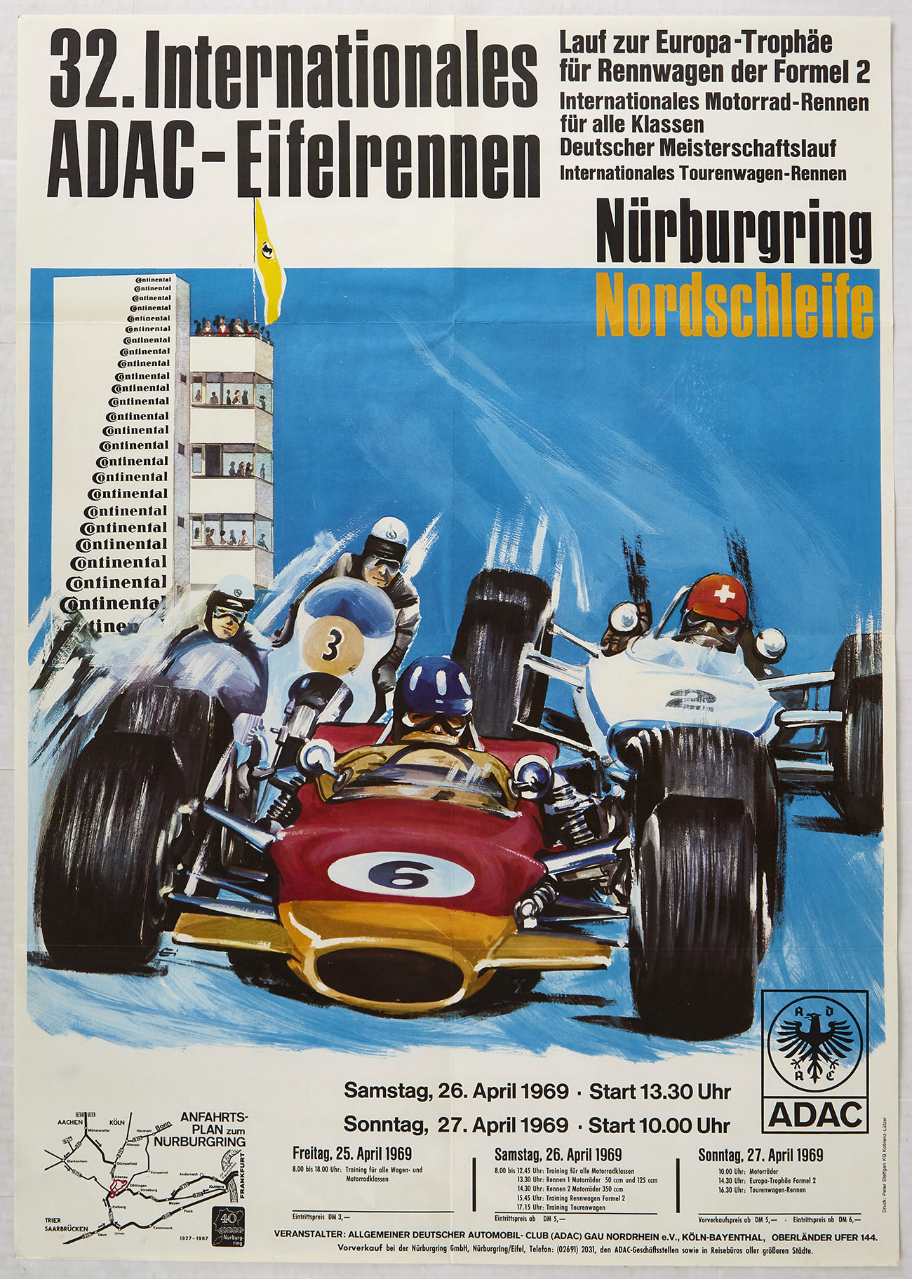 Original Sport Poster 32 Internationales ADAC-Eifel-Rennen 1969