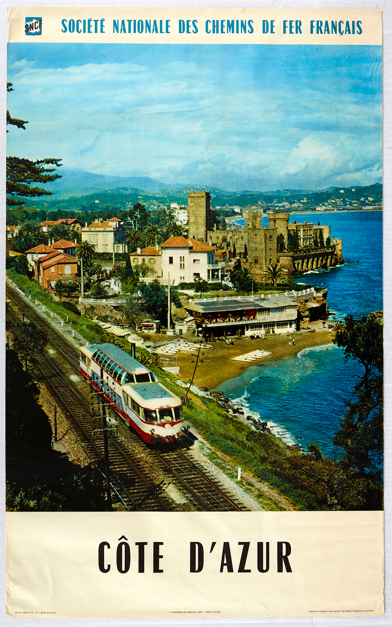 Original Travel Poster Cote D'Azur SNCF Railway