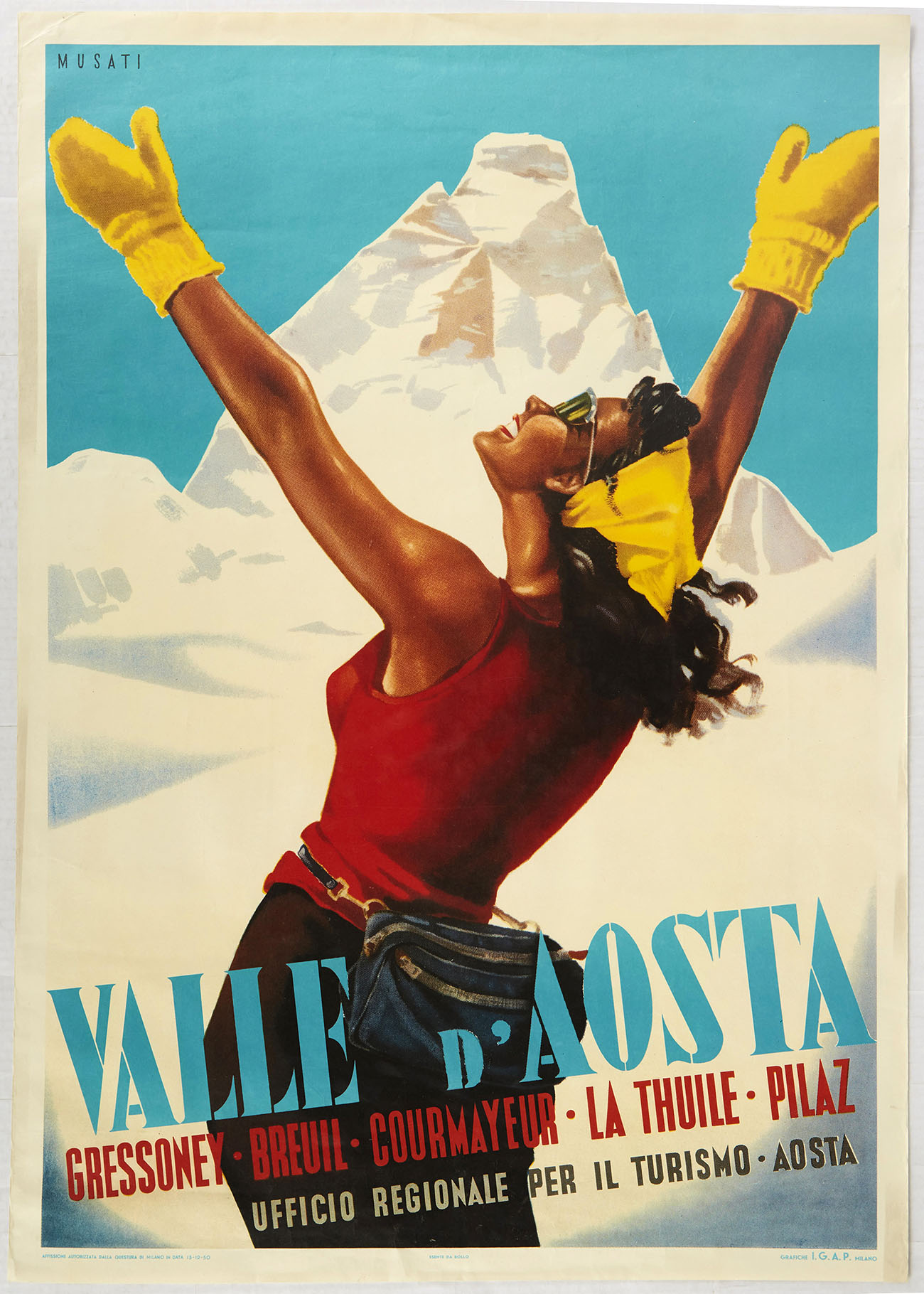 Winter Sport Poster Aosta Valley Ski Italy Valle d'Aosta