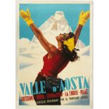 Winter Sport Poster Aosta Valley Ski Italy Valle d'Aosta
