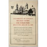 Original Advertising Poster University of London Holiday Course Foreigners