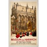 Original Travel Poster Belgium via Harwich Bruges LNER Railway