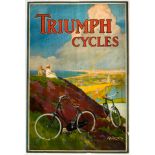 Original Advertising Poster Triumph Cycles Guy Lipscombe Bicycle