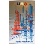 Travel Poster USA Air France Airline Georges Mathieu