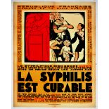 Propaganda Poster Syphilis Curable Medicine VD Art Deco France