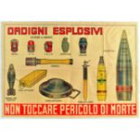 Propaganda Poster Explosives Danger Death Italy WWII