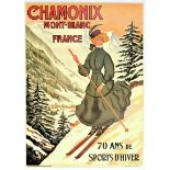 Sport Poster Chamonix Mont Blanc Skiing French Alps Faivre