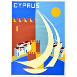 Travel Poster Cyprus Summer Beaches Sailing Sport