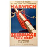 Travel Poster Harwich Zeebrugge Railway Ferry Frank Newbould