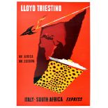 Travel Poster Lloyd Triestino Europa Italy South Africa Cruise Liners