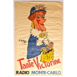 Advertising Poster Radio Monte Carlo Monaco Tante Victorine Francis Gag