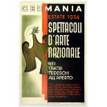 Advertising Poster Germania 1934 Theatre Art Deco Travel Advertising