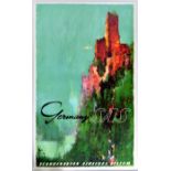 Travel Poster SAS Germany Castle Travel Scandinavian Airlines System