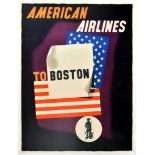 Travel Poster American Airlines Boston McKnight Kauffer