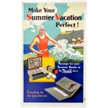 Advertising Poster Summer Vacation Rexall Golf Stationery Seaside Holiday