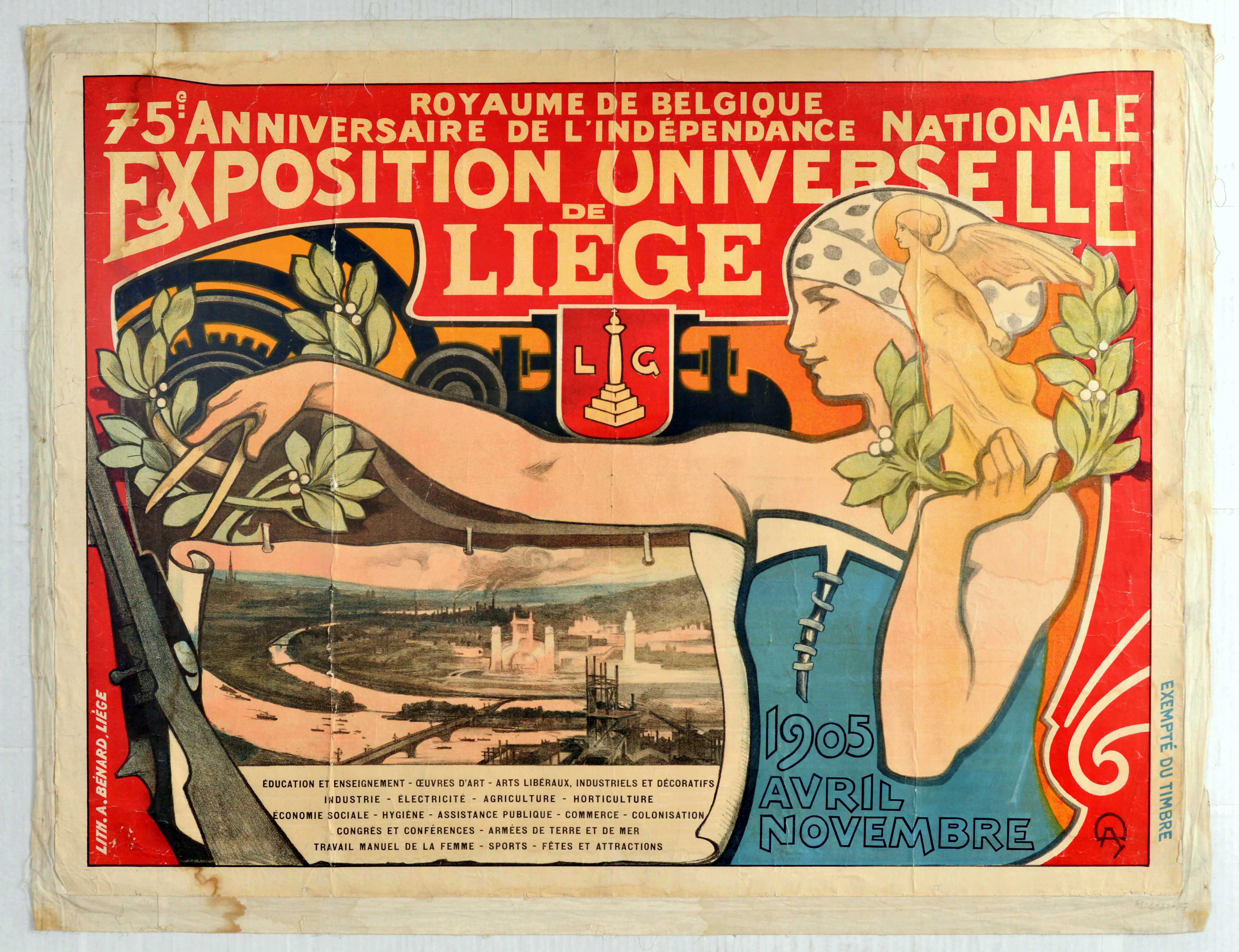 Advertising Poster Art Nouveau Belgium Liege Expo