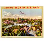 Travel Poster TWA Airlines England Marlow Constellation