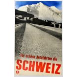 Travel Poster Schweiz Switzerland Fur Schone Autofahrten Photo Gravure Herbert Matter