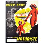 Advertising Poster Nudist Camp Weekend Naturiste France