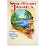 Travel Poster Blue Lagoon Jamaica West Indies