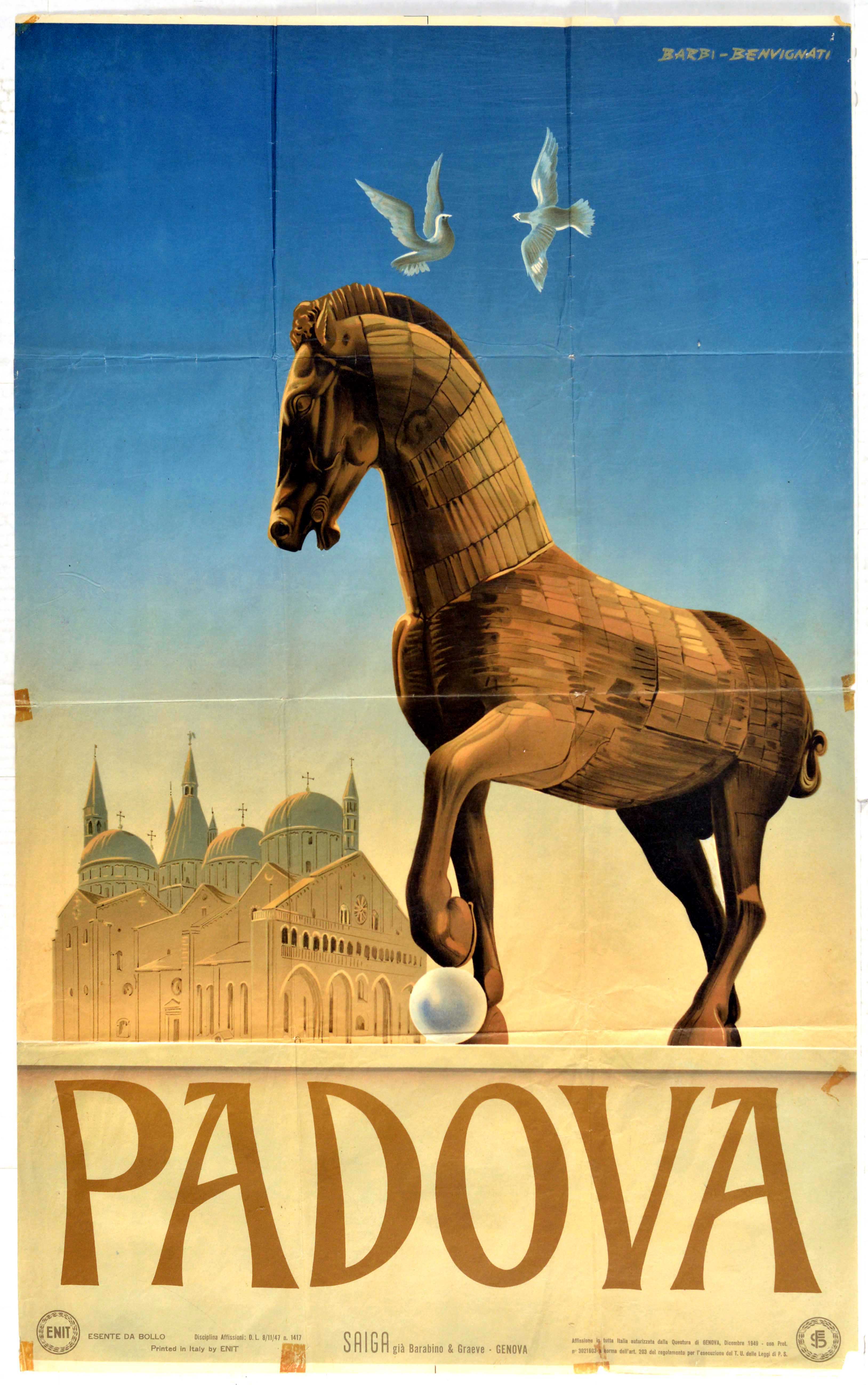 Travel Poster Padova Padua Italy ENIT