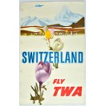 Travel Poster Switzerland TWA David Klein Airline