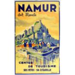 Travel Poster Namur Sur Meuse River Castle Citadelle